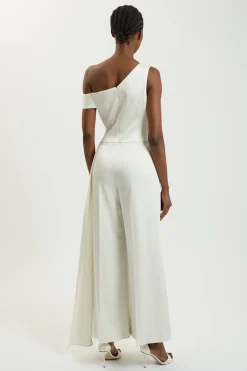 Combinaison Asymétrique En Satin Drapé Ajustée