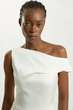 Combinaison Asymétrique En Satin Drapé Ajustée