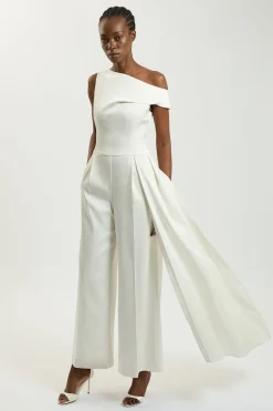 Combinaison Asymétrique En Satin Drapé Ajustée