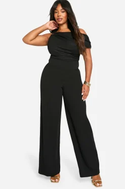 Combinaison asymétrique à garniture en mesh et jambes larges