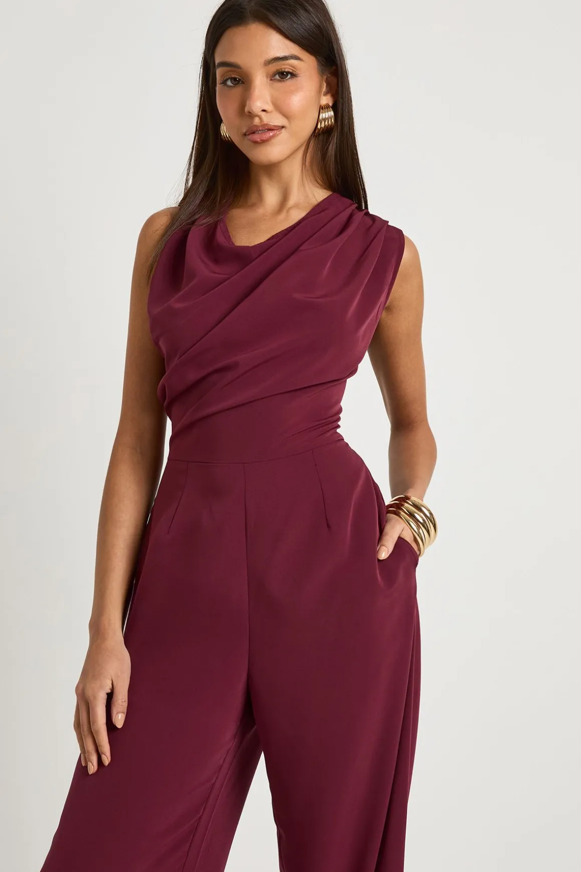 Combinaison asymétrique tissée à jambes larges