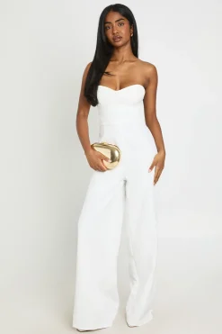 boohoo Combinaison Bandeau Bustier Ajustée À Jambes Larges<Femme Tailleurs|Combinaisons Et Combishorts