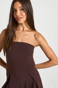 Combinaison Bandeau en Crêpe à Jambes Très Évasées