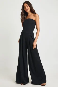 boohoo Combinaison Bandeau en Crêpe à Jambes Très Évasées<Femme Combinaisons Et Combishorts