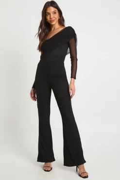 boohoo Combinaison Bardot asymétrique en maille<Femme Combinaisons Et Combishorts