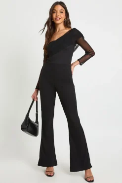 boohoo Combinaison Bardot asymétrique en maille<Femme Combinaisons Et Combishorts