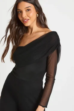 boohoo Combinaison Bardot asymétrique en maille<Femme Combinaisons Et Combishorts