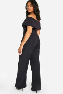 boohoo Combinaison Bardot Plus Scuba à Détail Nœud<Femme Combinaisons Et Combishorts