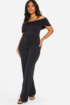 boohoo Combinaison Bardot Plus Scuba à Détail Nœud<Femme Combinaisons Et Combishorts