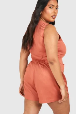 boohoo Combinaison boutonnée sur mesure tissée Plus<Femme Tailleurs|Combinaisons Et Combishorts