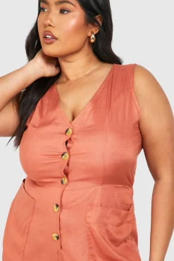boohoo Combinaison boutonnée sur mesure tissée Plus<Femme Tailleurs|Combinaisons Et Combishorts