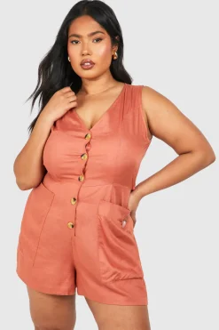 boohoo Combinaison boutonnée sur mesure tissée Plus<Femme Tailleurs|Combinaisons Et Combishorts