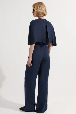 Combinaison cape dramatique en lin sur mesure haut de gamme
