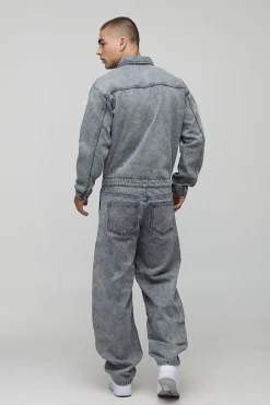 boohooMAN Combinaison cargo à manches longues décontractée<Homme Denim|Denim