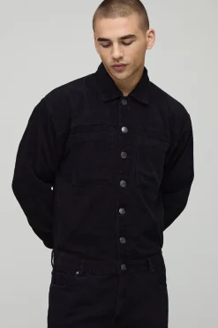 boohooMAN Combinaison cargo oversize en velours côtelé délavé<Homme Denim|Denim