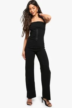 boohoo Combinaison-corset en bengaline à col halterneck<Femme Combinaisons Et Combishorts