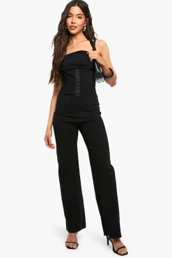 boohoo Combinaison-corset en bengaline à col halterneck<Femme Combinaisons Et Combishorts