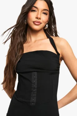 boohoo Combinaison-corset en bengaline à col halterneck<Femme Combinaisons Et Combishorts