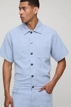 boohooMAN Combinaison décontractée en velours côtelé acid wash<Homme Denim|Denim