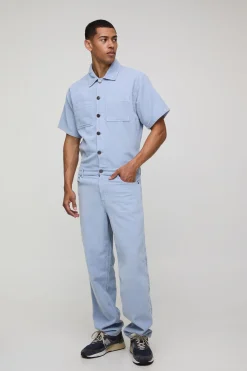 boohooMAN Combinaison décontractée en velours côtelé acid wash<Homme Denim|Denim