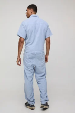 boohooMAN Combinaison décontractée en velours côtelé acid wash<Homme Denim|Denim