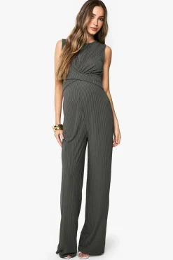 boohoo Combinaison de détente maternité en maille côtelée sans manches avec détail de nœud<Femme Combinaisons Et Combishorts