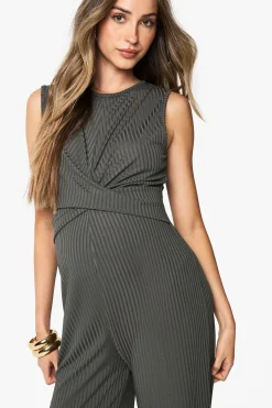 boohoo Combinaison de détente maternité en maille côtelée sans manches avec détail de nœud<Femme Combinaisons Et Combishorts