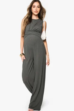 boohoo Combinaison de détente maternité en maille côtelée sans manches avec détail de nœud<Femme Combinaisons Et Combishorts