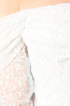 Combinaison de Mariée Corset à Manches Longues et Décolleté Bardot