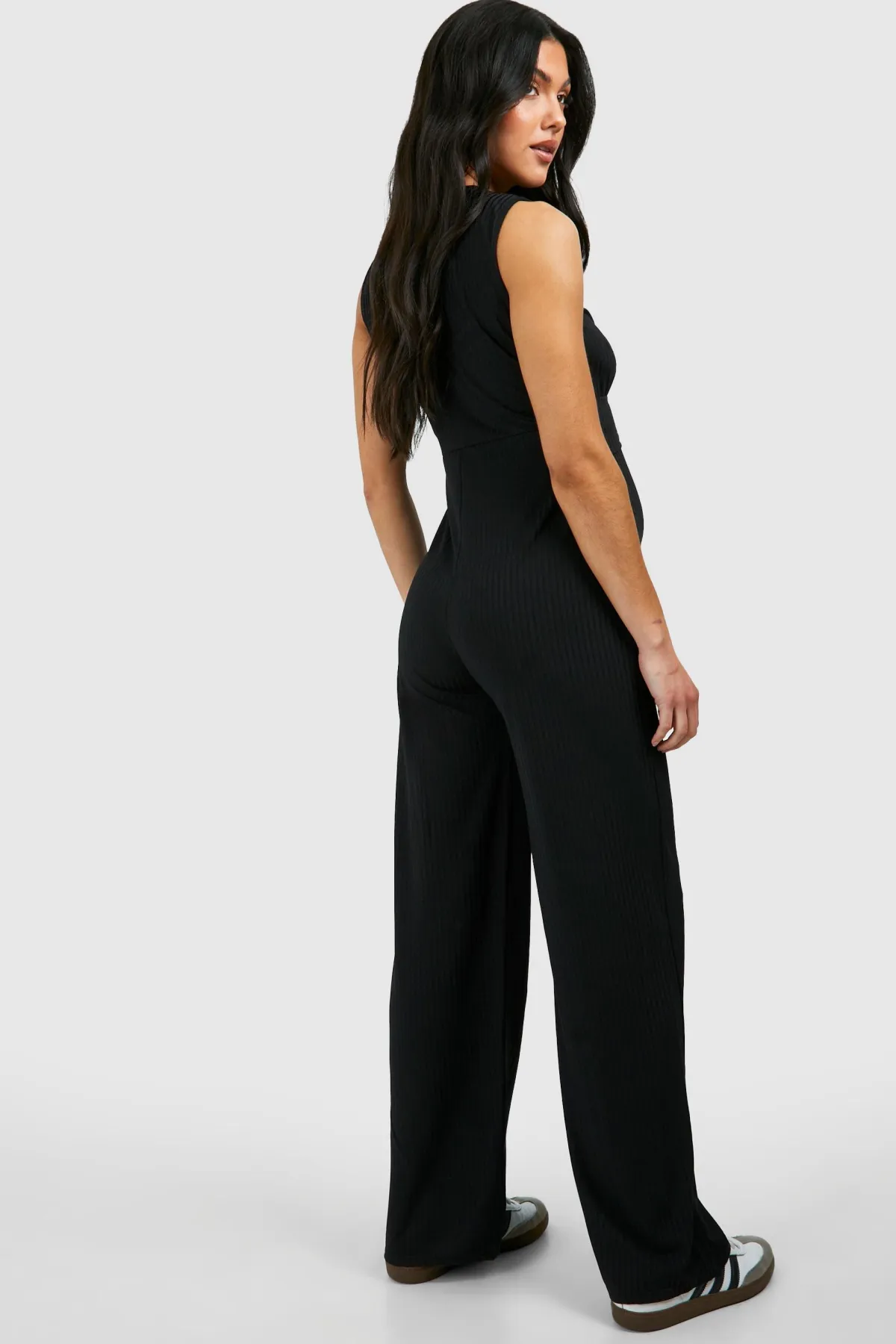 boohoo Combinaison de maternité en jersey côtelé sans manches avec détail de nœud pour se détendre<Femme Combinaisons Et Combishorts