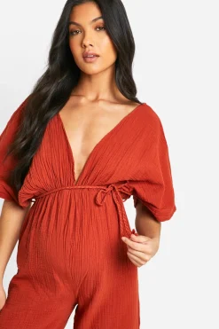 boohoo Combinaison de maternité à jambes larges ceinturée à la corde<Femme Combinaisons Et Combishorts