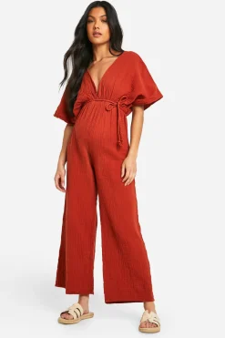 boohoo Combinaison de maternité à jambes larges ceinturée à la corde<Femme Combinaisons Et Combishorts