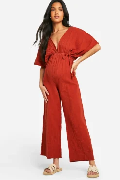 boohoo Combinaison de maternité à jambes larges ceinturée à la corde<Femme Combinaisons Et Combishorts