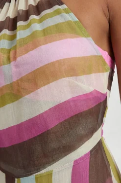 Combinaison De Plage En Viscose Georgette À Rayures