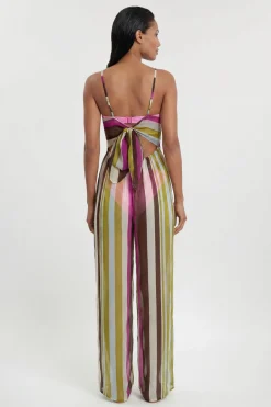 Combinaison De Plage En Viscose Georgette À Rayures