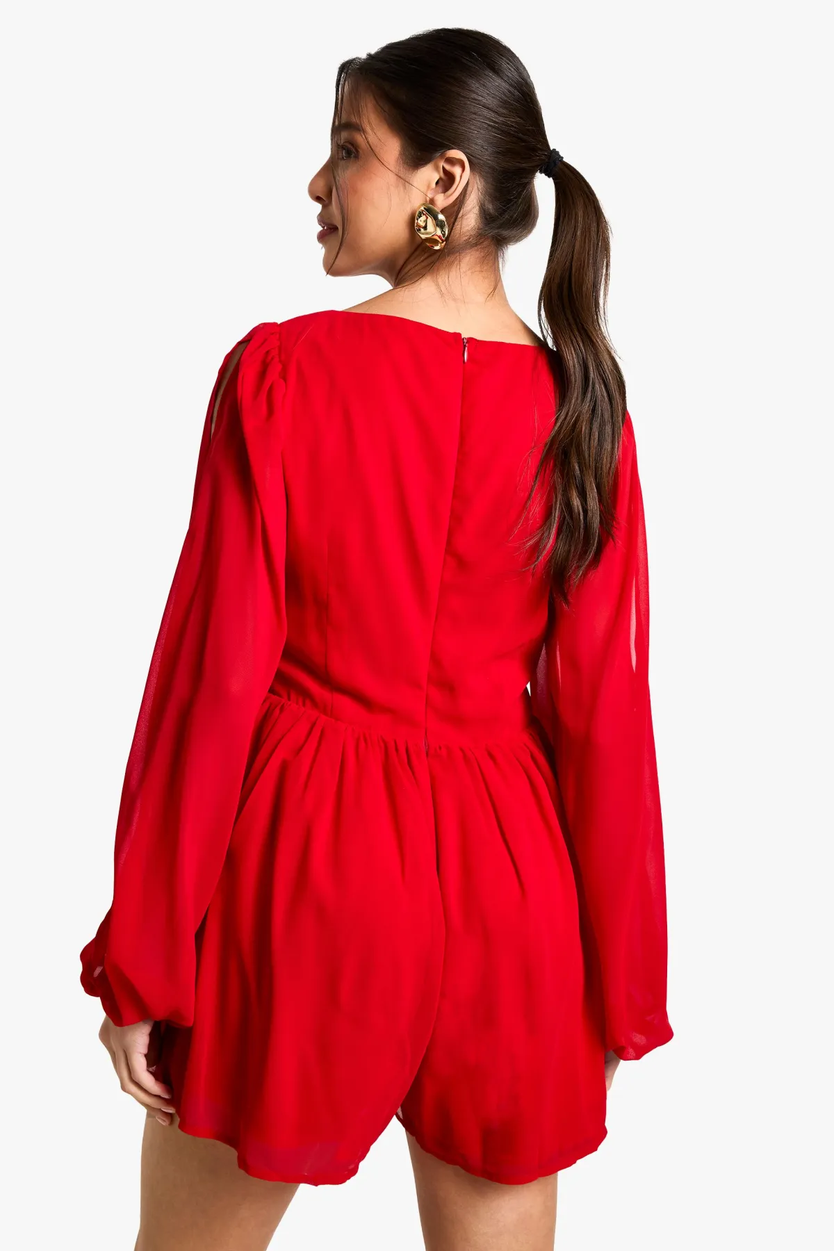 boohoo Combinaison en chiffon à manches fendues<Femme Combinaisons Et Combishorts