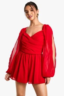 boohoo Combinaison en chiffon à manches fendues<Femme Combinaisons Et Combishorts