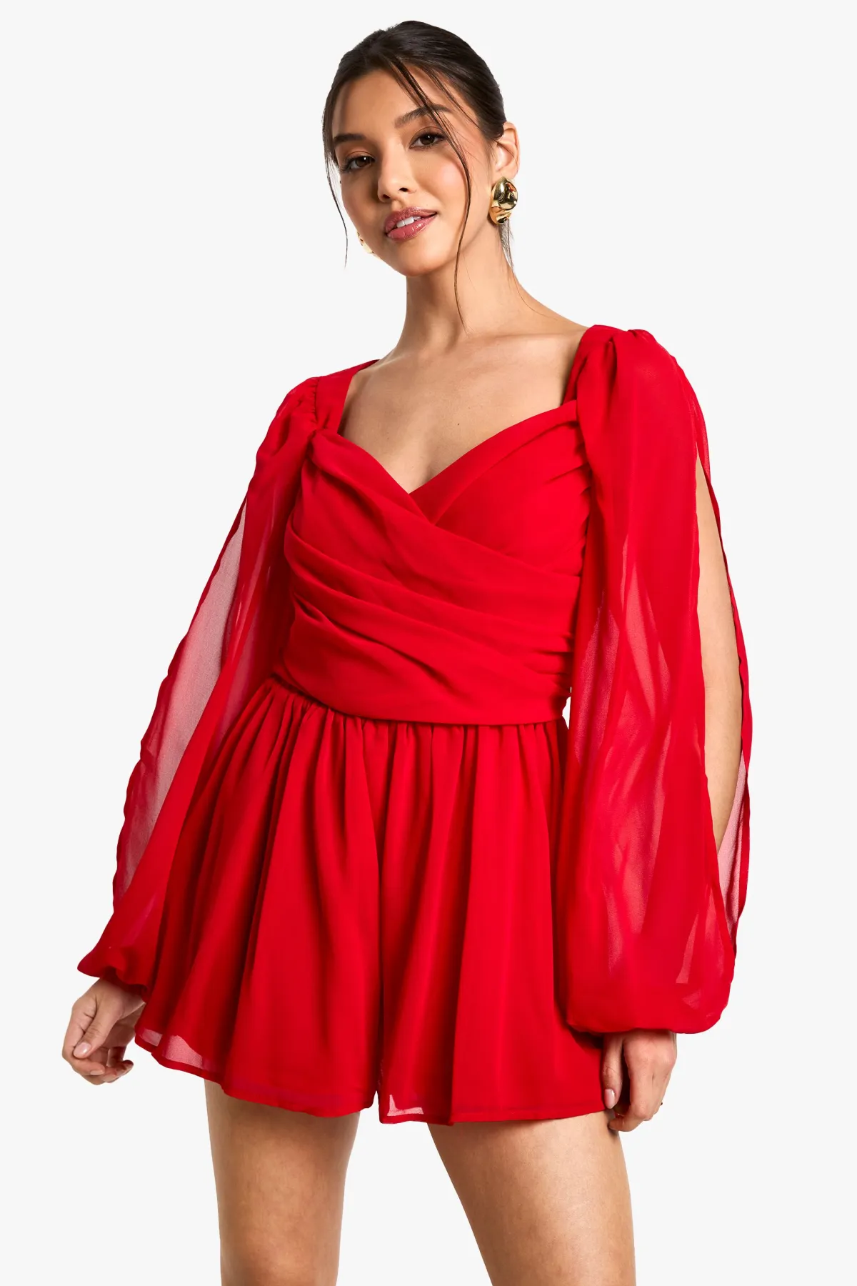 boohoo Combinaison en chiffon à manches fendues<Femme Combinaisons Et Combishorts