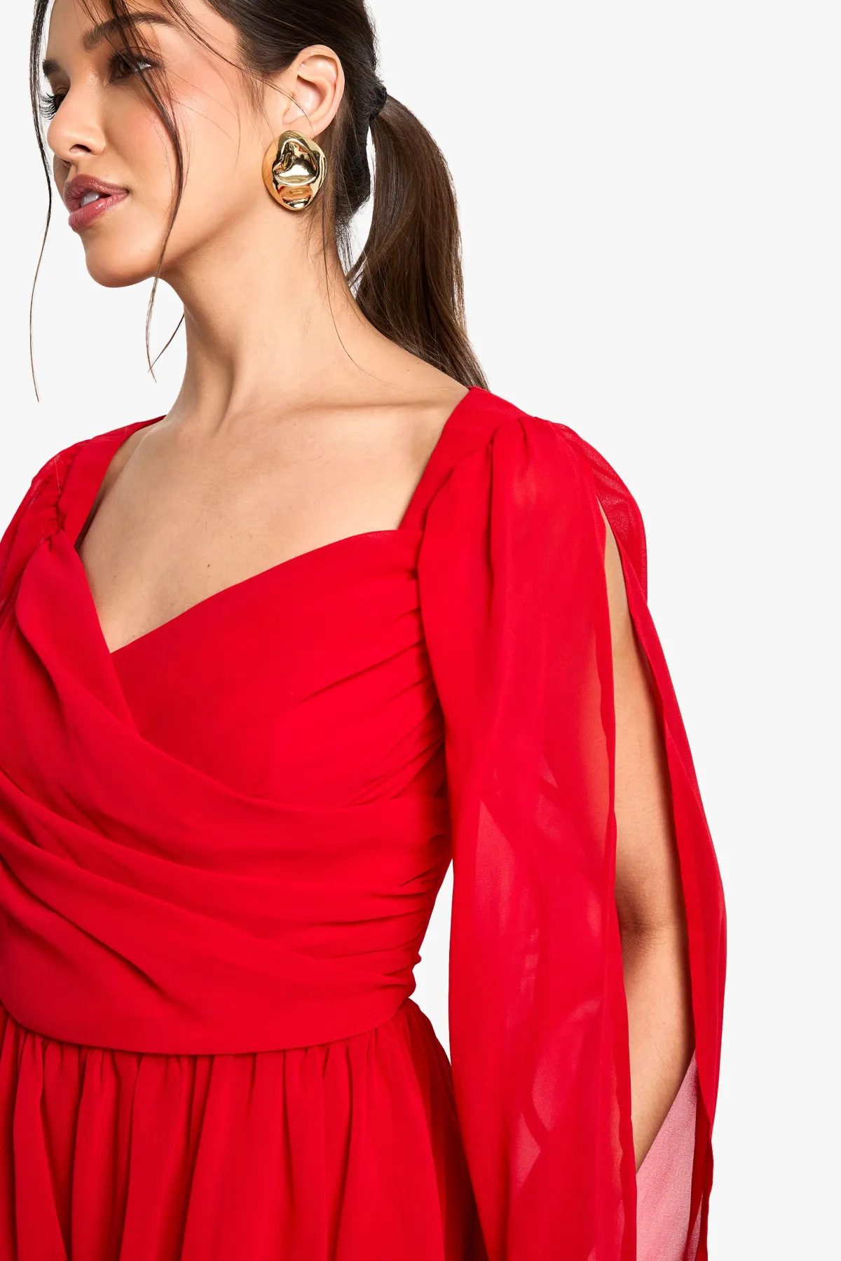 boohoo Combinaison en chiffon à manches fendues<Femme Combinaisons Et Combishorts