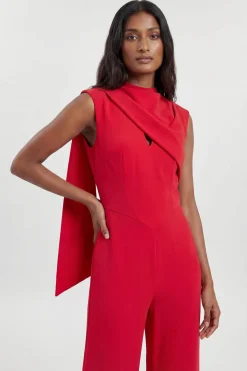 KarenMillen Combinaison En Crêpe Ajustée Avec Cape Asymétrique Et Détail Col Cape<Femme Combinaisons Et Combishorts