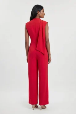 KarenMillen Combinaison En Crêpe Ajustée Avec Cape Asymétrique Et Détail Col Cape<Femme Combinaisons Et Combishorts