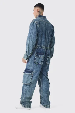 boohooMAN Combinaison en denim oversize longue<Homme Denim|Tout Afficher