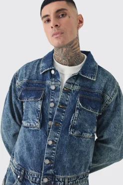 boohooMAN Combinaison en denim oversize longue<Homme Denim|Tout Afficher