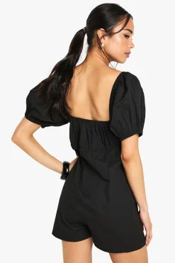 boohoo Combinaison en popeline de coton à manches bouffantes<Femme Combinaisons Et Combishorts