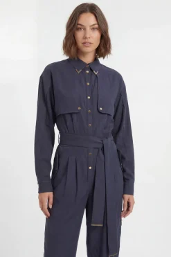 KarenMillen Combinaison En Sergé De Cupro Tissé Style Utilitaire<Femme Combinaisons Et Combishorts