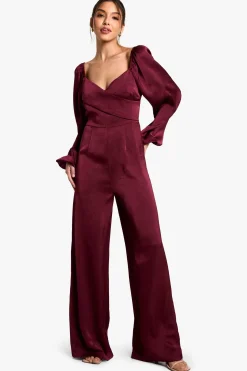 Combinaison enveloppante en satin texturé
