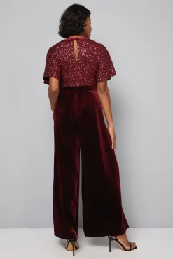 Combinaison en Velours à Contraste de Paillettes