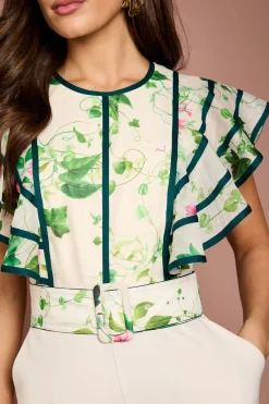 Coast Combinaison Florale Imprimée à Épaules Volantées<Femme Combinaisons Et Combishorts