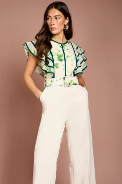 Coast Combinaison Florale Imprimée à Épaules Volantées<Femme Combinaisons Et Combishorts