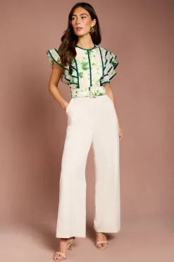 Coast Combinaison Florale Imprimée à Épaules Volantées<Femme Combinaisons Et Combishorts